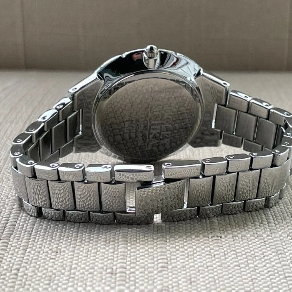 Badgley Mischka Ladies Watch Silver Tone Crystals Accent Analog Quartz Watch Box - Picture 12 of 12